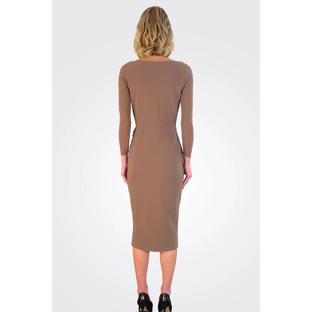 CHIARA BONI $868 Elma Long Sleeve Faux Wrap Cocktail Dress Size 42 (US Size - Picture 2 of 11